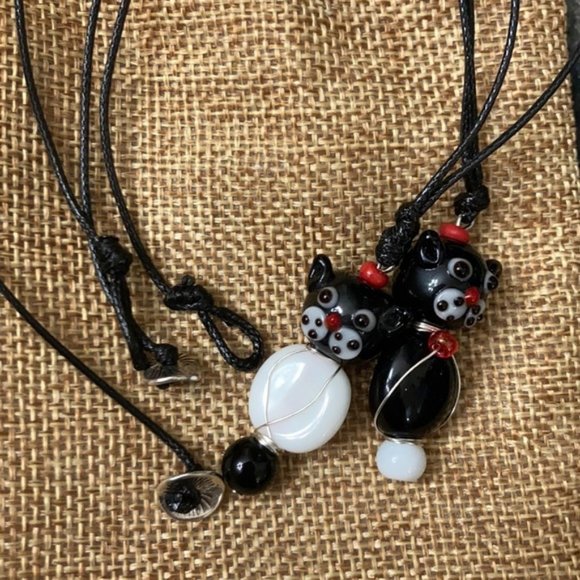 Kitty 🐈⬛ Crystal Murano Wire button choker - Picture 3 of 12